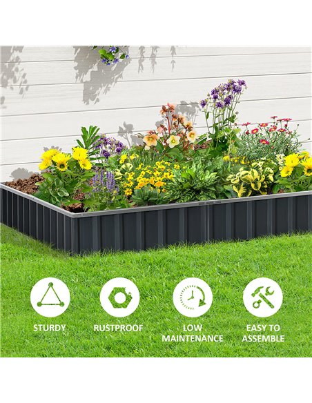 Outsunny Metal Raised Garden Bed, DIY Large Steel Planter Box, No Bottom w/ A Pairs of Glove for Backyard, Patio to Grow Vegetab - pic 46801 | FastDaddyshop