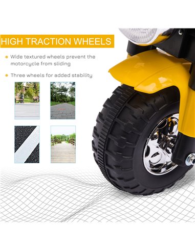 HOMCOM Kids Electric Motorcycle Ride-On Toy 3-Wheels Battery Powered Motorbike Rechargeable 6V with Horn Headlights for 18 - 36 