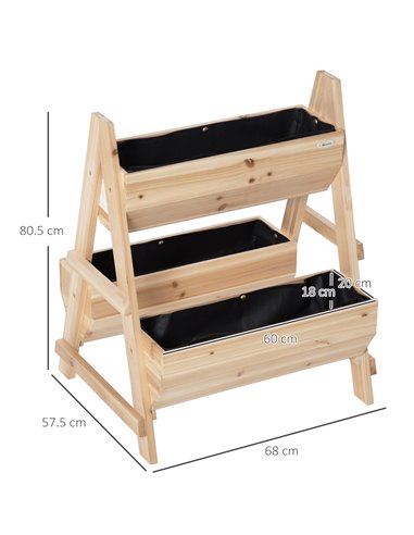 Outsunny Wood Raised Garden Bed, Outdoor Planter Box with Stand, Nonwoven Fabric for Vegetables, Herbs, Flowers, Natural 845-683
