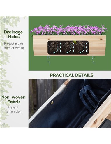 Outsunny Wood Raised Garden Bed, Outdoor Planter Box with Stand, Nonwoven Fabric for Vegetables, Herbs, Flowers, Natural 845-683