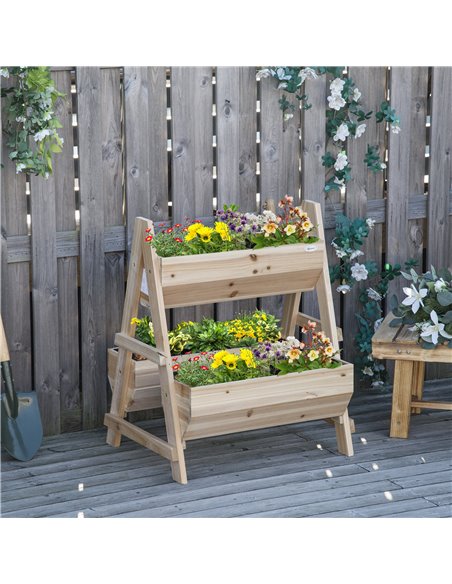 Outsunny Wood Raised Garden Bed, Outdoor Planter Box with Stand, Nonwoven Fabric for Vegetables, Herbs, Flowers, Natural 845-683 - pic 46819 | FastDaddyshop