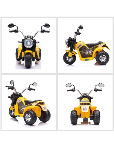 HOMCOM Kids Electric Motorcycle Ride-On Toy 3-Wheels Battery Powered Motorbike Rechargeable 6V with Horn Headlights for 18 - 36 
