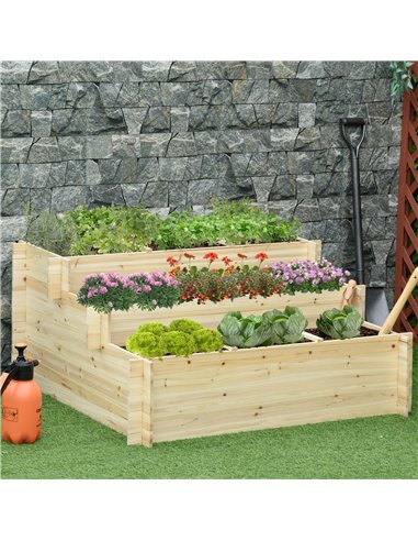 Outsunny 3 Tier Raised Garden Bed Elevated Planter Flower Box 845-581