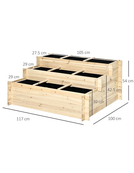 Outsunny 3 Tier Raised Garden Bed Elevated Planter Flower Box with 9 Grow Grids and Non-woven Fabric for Vegetables, Flower, Her - pic 46824 | FastDaddyshop