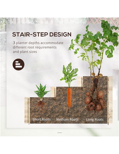 Outsunny 3 Tier Raised Garden Bed Elevated Planter Flower Box with 9 Grow Grids and Non-woven Fabric for Vegetables, Flower, Her - pic 46825 | FastDaddyshop