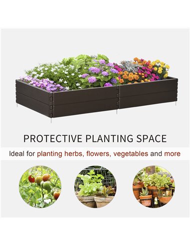 Outsunny Raise Garden Bed Kit, 6 Panels DIY Planter Box Above Ground for Flowers/Herb/Vegetables Outdoor Garden Backyard with Ea