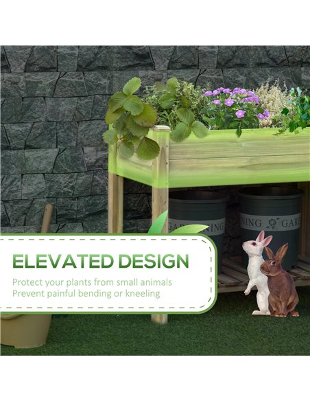 Outsunny Garden Wooden Planters， Raised Garden Bed with Legs and Storage Shelf, Gardening Standing Growing Bed Flower Boxes for  - pic 46852 | FastDaddyshop