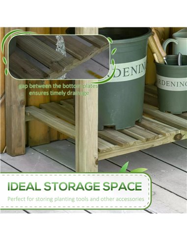 Outsunny Garden Wooden Planters， Raised Garden Bed with Legs and Storage Shelf, Gardening Standing Growing Bed Flower Boxes for 