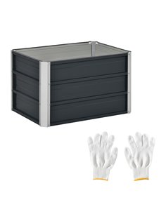 Outsunny Raised Garden Bed, Elevated Metal Planter Box, Grey 845-638CG