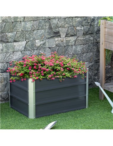 Outsunny Raised Garden Bed, Elevated Metal Planter Box, Grey 845-638CG