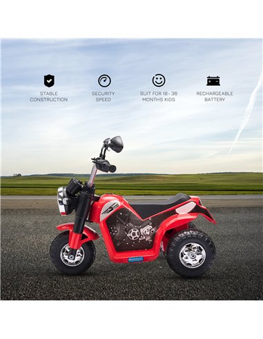 HOMCOM Kids Electric Motorcycle Ride-On Toy 3-Wheels Battery Powered Motorbike Rechargeable 6V with Horn Headlights Motorbike fo