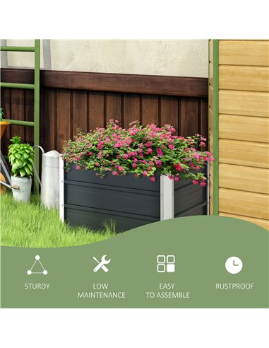 Outsunny Raised Garden Bed, Elevated Metal Planter Box w/ Installation Gloves for Backyard, Patio to Grow Vegetables, Herbs, and