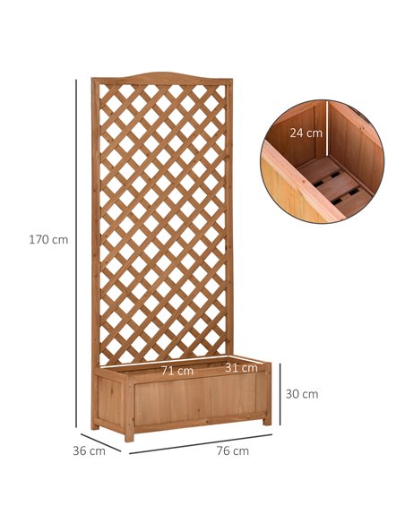Outsunny Garden Wooden Planter Box with Trellis Free Standing Flower Raised Bed with Lattice for Climbing Plants, 76cm x 36cm x  - pic 46869 | FastDaddyshop