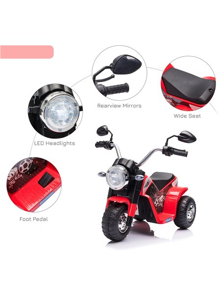 HOMCOM Kids Electric Motorcycle Ride-On Toy 3-Wheels Battery Powered Motorbike Rechargeable 6V with Horn Headlights Motorbike fo - pic 4687 | FastDaddyshop