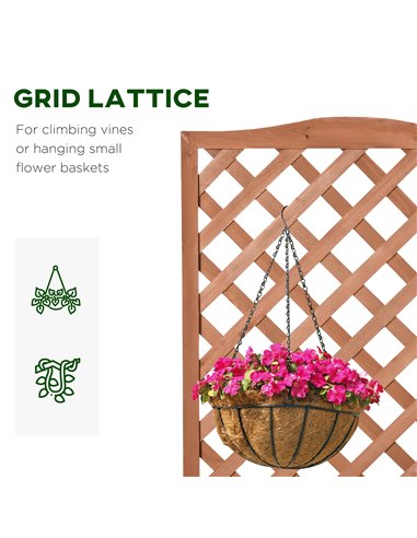 Outsunny Garden Wooden Planter Box with Trellis Free Standing Flower Raised Bed with Lattice for Climbing Plants, 76cm x 36cm x 