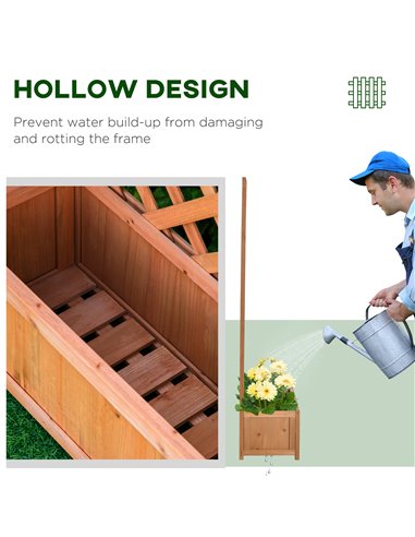 Outsunny Garden Wooden Planter Box with Trellis Free Standing Flower Raised Bed with Lattice for Climbing Plants, 76cm x 36cm x 