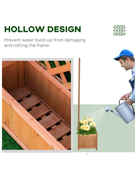 Outsunny Garden Wooden Planter Box with Trellis Free Standing Flower Raised Bed with Lattice for Climbing Plants, 76cm x 36cm x  - pic 46872 | FastDaddyshop