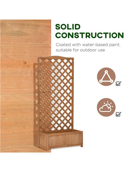Outsunny Garden Wooden Planter Box with Trellis Free Standing Flower Raised Bed with Lattice for Climbing Plants, 76cm x 36cm x  - pic 46873 | FastDaddyshop
