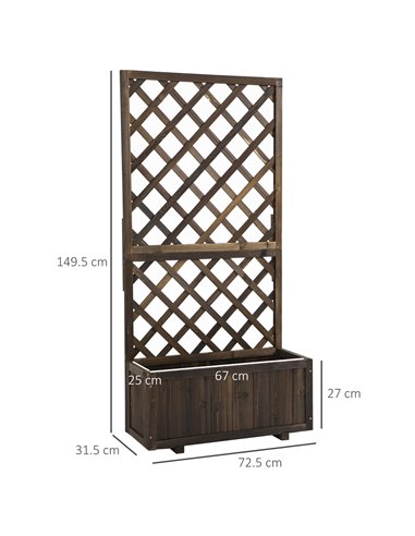 Outsunny Garden Wooden Pine Trough Planter with Topped Trellis Climbing Plants Flower Raised Bed 845-127BN