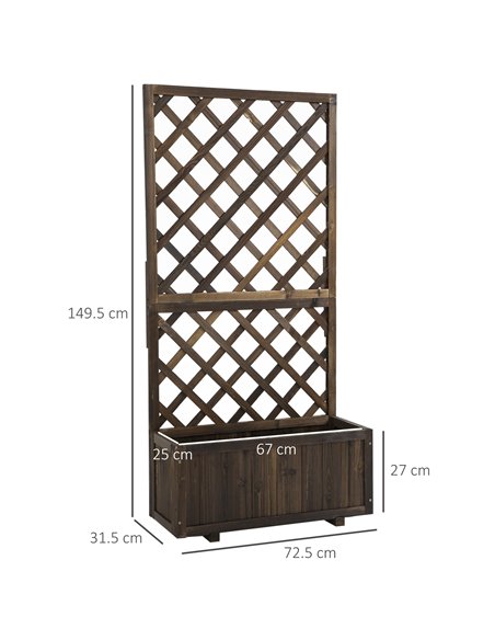 Outsunny Garden Wooden Pine Trough Planter with Topped Trellis Climbing Plants Flower Raised Bed 845-127BN - pic 46887 | FastDaddyshop