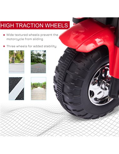 HOMCOM Kids Electric Motorcycle Ride-On Toy 3-Wheels Battery Powered Motorbike Rechargeable 6V with Horn Headlights Motorbike fo