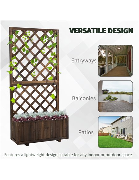 Outsunny Garden Wooden Pine Trough Planter with Topped Trellis Climbing Plants Flower Raised Bed 845-127BN - pic 46890 | FastDaddyshop
