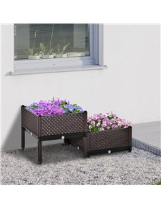 Outsunny Set of 2 Plastic Raised Garden Bed, Planter Box 50x50x46.5cm, 845-548 2