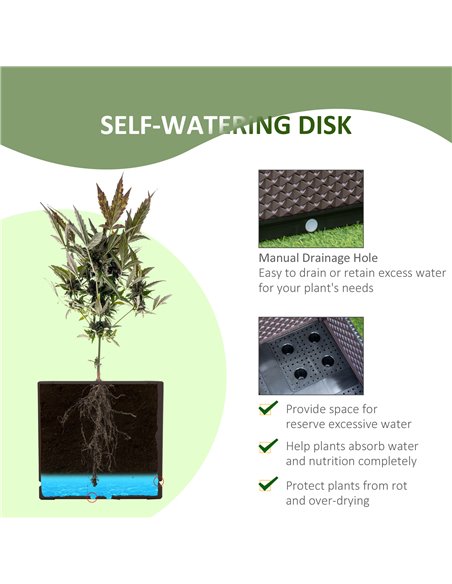 Outsunny 50cm x 50cm x 46.5cm Set of 2 Plastic Raised Garden Bed, Planter Box, Flower Vegetables Planting Container with Self-Wa - pic 46906 | FastDaddyshop
