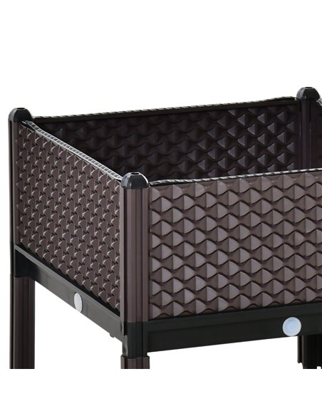 Outsunny 50cm x 50cm x 46.5cm Set of 2 Plastic Raised Garden Bed, Planter Box, Flower Vegetables Planting Container with Self-Wa - pic 46911 | FastDaddyshop