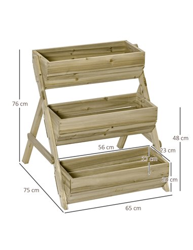 Outsunny 3 Tier Raised Garden Bed Wooden Elevated Planter Box Kit for Flower, Vegetable, Herb, 120 x 68 x 80cm, Green 845-647GN