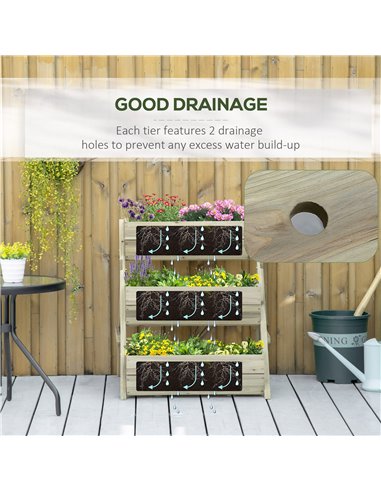 Outsunny 3 Tier Raised Garden Bed Wooden Elevated Planter Box Kit for Flower, Vegetable, Herb, 120 x 68 x 80cm, Green 845-647GN