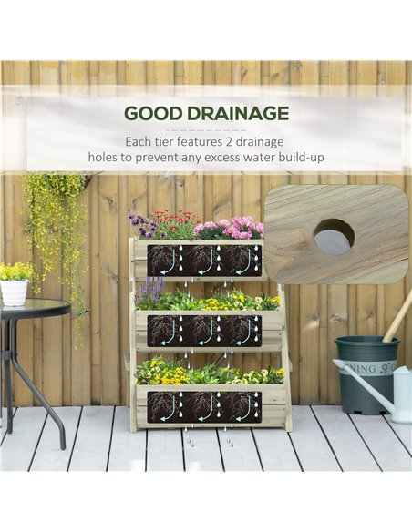 Outsunny 3 Tier Raised Garden Bed Wooden Elevated Planter Box Kit for Flower, Vegetable, Herb, 120 x 68 x 80cm, Green 845-647GN - pic 46916 | FastDaddyshop