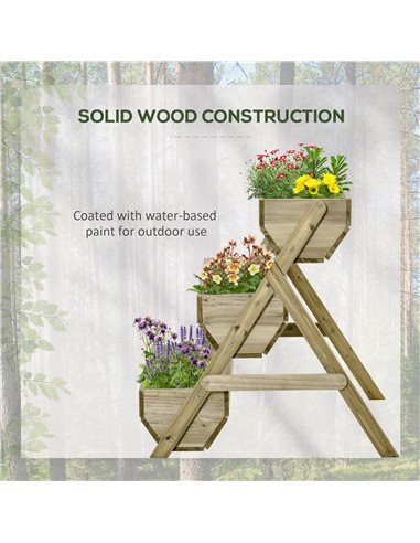 Outsunny 3 Tier Raised Garden Bed Wooden Elevated Planter Box Kit for Flower, Vegetable, Herb, 120 x 68 x 80cm, Green 845-647GN