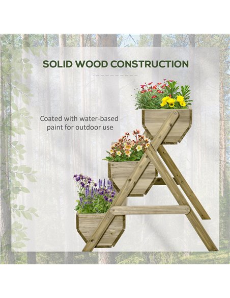 Outsunny 3 Tier Raised Garden Bed Wooden Elevated Planter Box Kit for Flower, Vegetable, Herb, 120 x 68 x 80cm, Green 845-647GN - pic 46917 | FastDaddyshop