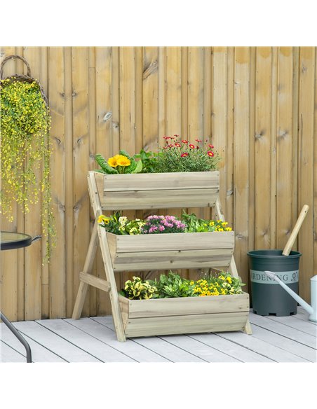 Outsunny 3 Tier Raised Garden Bed Wooden Elevated Planter Box Kit for Flower, Vegetable, Herb, 120 x 68 x 80cm, Green 845-647GN - pic 46920 | FastDaddyshop