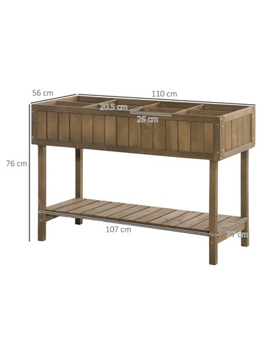 Outsunny Wooden Planter Raised Bed Container Garden Plant Stand Bed 8 Boxes 110L x 46W x 76Hcm Brown 845-238V01BN
