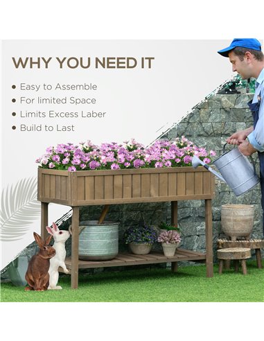 Outsunny Wooden Planter Raised Bed Container Garden Plant Stand Bed 8 Boxes 110L x 46W x 76Hcm Brown 845-238V01BN