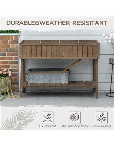 Outsunny Wooden Planter Raised Bed Container Garden Plant Stand Bed 8 Boxes 110L x 46W x 76Hcm Brown 845-238V01BN