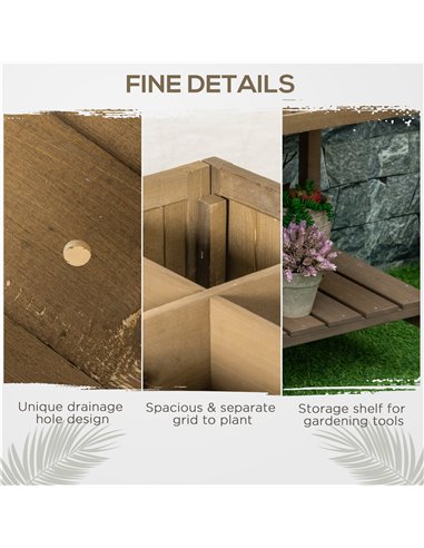 Outsunny Wooden Planter Raised Bed Container Garden Plant Stand Bed 8 Boxes 110L x 46W x 76Hcm Brown 845-238V01BN
