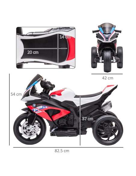 HOMCOM Licensed BMW HP4 Kids Electric Motorbike Ride-On Toy 3-Wheels 6V Battery Powered Motorcycle with Music for Girls Boy 18 - - pic 4693 | FastDaddyshop