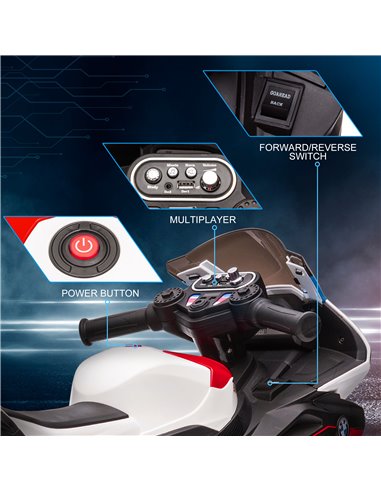 HOMCOM Licensed BMW HP4 Kids Electric Motorbike Ride-On Toy 3-Wheels 6V Battery Powered Motorcycle with Music for Girls Boy 18 -