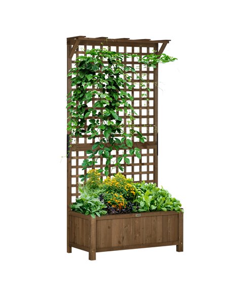 Outsunny Wood Planter with Trellis for Vine Climbing, Coffee 845-792V00CF - pic 46966 | FastDaddyshop