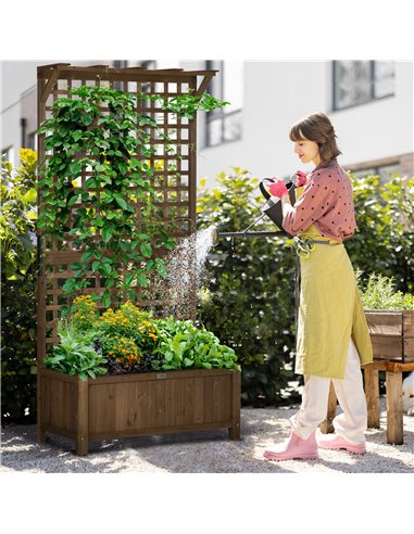 Outsunny Wood Planter with Trellis for Vine Climbing, Coffee 845-792V00CF