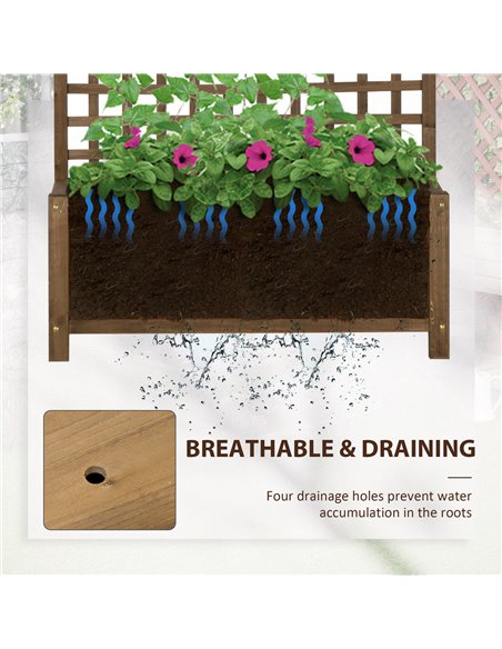 Outsunny Wood Planter with Trellis for Vine Climbing, Raised Garden Bed, Privacy Screen for Backyard, Patio, Deck, Coffee 845-79 - pic 46970 | FastDaddyshop