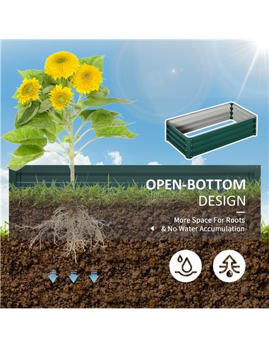 Outsunny Raised Beds for Garden, Galvanized Outdoor Planters, for Herbs and Vegetables, Use for Patio, Backyard, Balcony, Green 
