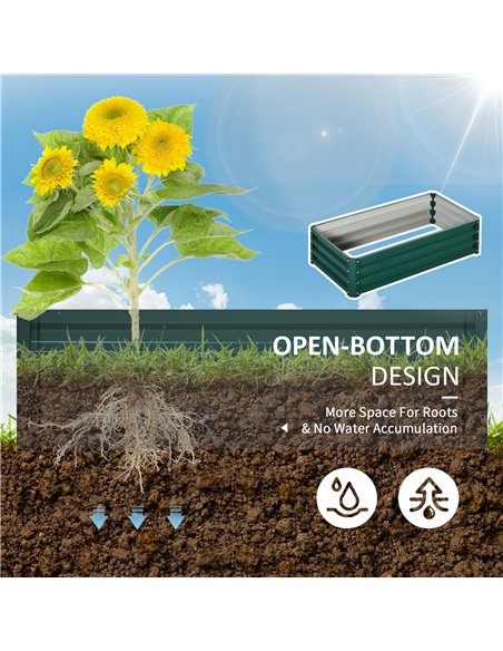Outsunny Raised Beds for Garden, Galvanized Outdoor Planters, for Herbs and Vegetables, Use for Patio, Backyard, Balcony, Green  - pic 46978 | FastDaddyshop