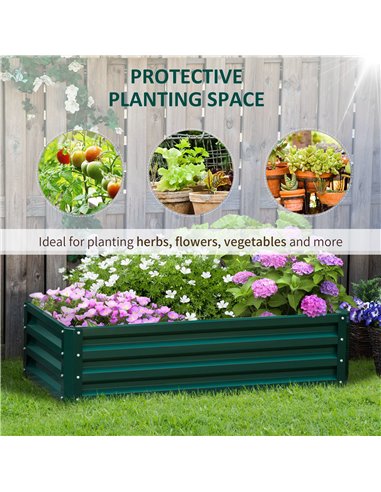 Outsunny Raised Beds for Garden, Galvanized Outdoor Planters, for Herbs and Vegetables, Use for Patio, Backyard, Balcony, Green 