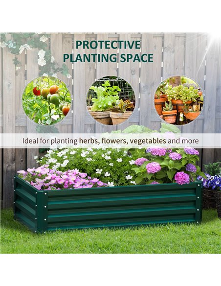 Outsunny Raised Beds for Garden, Galvanized Outdoor Planters, for Herbs and Vegetables, Use for Patio, Backyard, Balcony, Green  - pic 46979 | FastDaddyshop