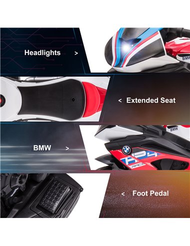 HOMCOM Licensed BMW HP4 Kids Electric Motorbike Ride-On Toy 3-Wheels 6V Battery Powered Motorcycle with Music for Girls Boy 18 -