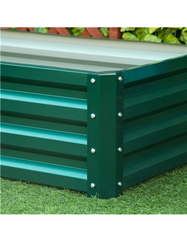 Outsunny Raised Beds for Garden, Galvanized Outdoor Planters, for Herbs and Vegetables, Use for Patio, Backyard, Balcony, Green 